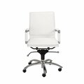 Homeroots White Low Back Office Chair with Chromed Steel Base, 25.99 x 26.78 x 38.39 in. 370560